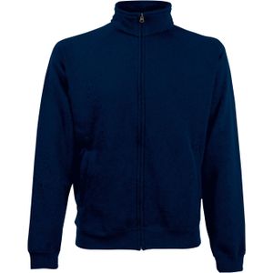 Fruit of the Loom premium sweat jacket/vest - donkerblauw - katoen/polyester