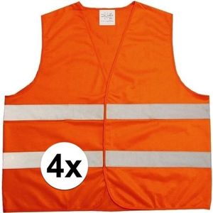 4x Oranje veiligheidsvesten voor volwassenen