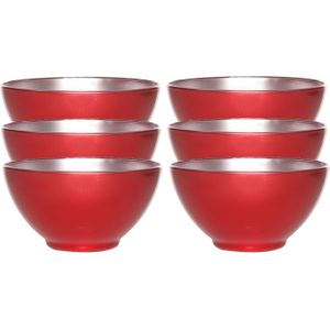 Doosje met 6x stuks flashy keuken schaaltjes 50 CL rood/zilver