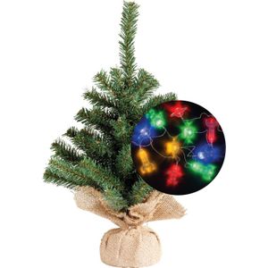 Mini kerstboompje - 45 cm - incl. ruimte/space thema lichtsnoer 165 cm - kunststof