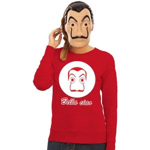 Rode Dali sweater XS met La Casa de Papel masker dames