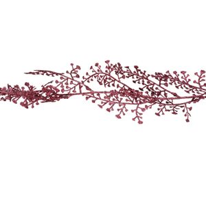 Kerstboom guirlande/slinger - 2x st - met takken - bordeaux rood glitter -180 cm