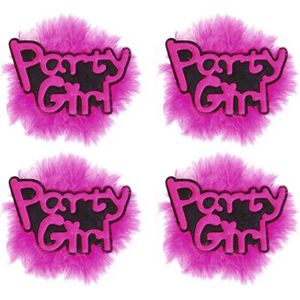 4x stuks roze vrijgezellen broche button Party Girl