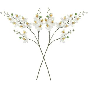 Kunstbloem Orchidee tak - 2x - wit - 75 cm - Kunst zijdebloemen