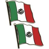 2x stuks pin broche speldje Vlag Mexico 2 cm