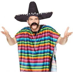 Carnaval verkleed set - Mexicaanse sombrero hoed met poncho - voor volwassenen