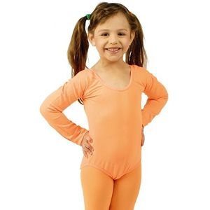 Oranje verkleed bodysuit lange mouwen voor meisjes