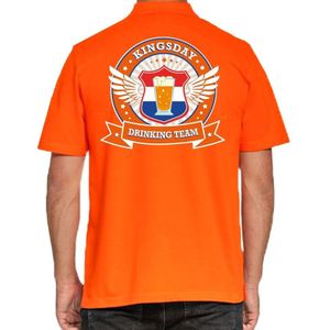 Kingsday Drinking Team poloshirt oranje voor heren