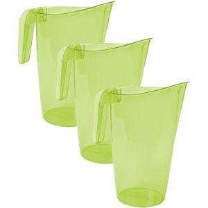 3x stuks waterkan/sapkan transparant/groen met inhoud 1.75 liter kunststof