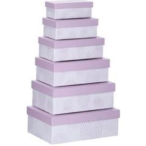 Set van 6x stuks pastel paarse cadeaudoosjes 16,5-28,5 cm rechthoekig