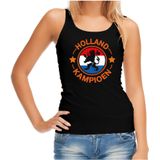 Tanktop Holland kampioen met leeuw Holland / Nederland supporter EK/ WK zwart voor dames