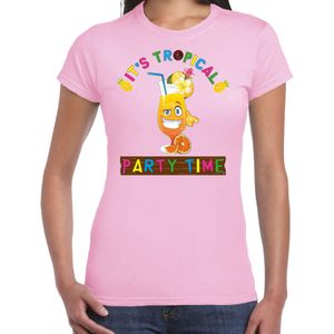 Tropical party T-shirt voor dames - party time - roze - carnaval - tropisch themafeest