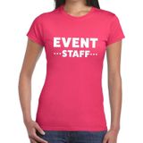 Event staff / personeel tekst t-shirt roze dames