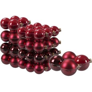 60x stuks glazen kerstballen rood/donkerrood 6, 8 en 10 cm mat/glans
