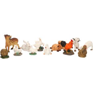 12x Decoratie beeldjes boerderijdieren dierenbeeldjes