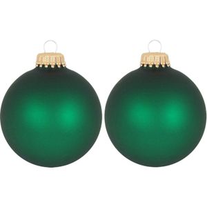 16x Velvet groene glazen kerstballen mat 7 cm kerstboomversiering