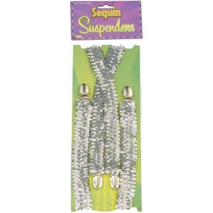 Bretels - zilver glitter - unisex/volwassenen - Carnaval verkleed accessoires