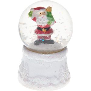Sneeuwbol/snowglobe - mini - kerstman - met licht - 4,5 x 7 cm
