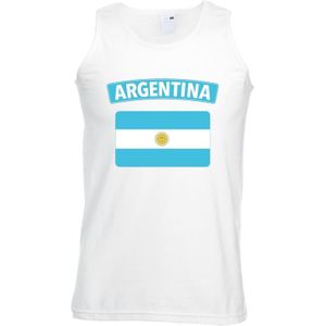 Singlet shirt/ tanktop Argentijnse vlag wit heren