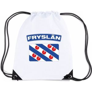 Friesland nylon rugzak wit met Friese vlag