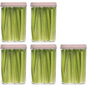 Plasticforte Voedselcontainer strooibus - 5x - lichtroze - 1500 ml - kunststof - voorraadpotten