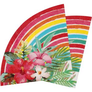 Tropical thema feest servetten - 40x stuks - 16,5 x 8,5 cm - papier - Hawaii themafeest