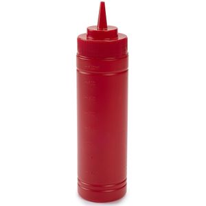 Doseerfles/sausfles rood - kunststof - met schenktuit - 500 ml - 25 x 6 Plasticforte