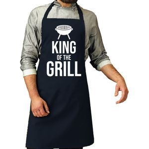 Vaderdag cadeau schort - king of the grill - navy - keukenschort - heren - verjaardag