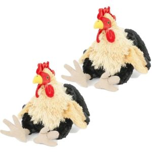 2x stuks pluche kip/haan knuffel 23 cm