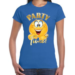 Foute party t-shirt voor dames - Emoji Party - blauw - carnaval/themafeest