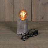 Tafellamp Hout - grijsbruin - hout - IP20 schakelaar - 8 x 8 x 12 cm - inclusief LED Retro