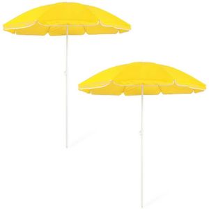 2x Gele strand parasols van nylon 150 cm