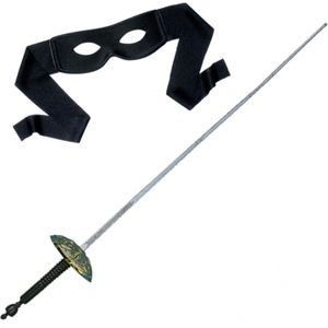 Zorro verkleed set zwart masker met Sabel 60 cm