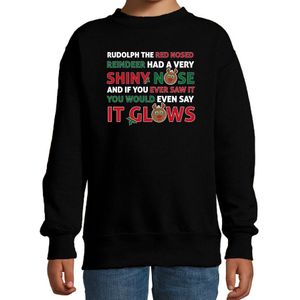 Kersttrui/sweater voor kinderen - Rudolf rendier lied - zwart
