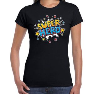 Super hero cadeau t-shirt zwart voor dames