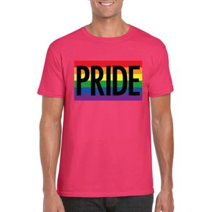 Regenboog vlag Pride shirt roze heren