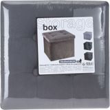 Poef/hocker/krukje - 2x - opbergbox - donkergrijs - fluweel polyester - 38 x 38 cm - opvouwbaar