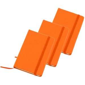 Set van 3x stuks notitieblokje harde kaft oranje 9 x 14 cm