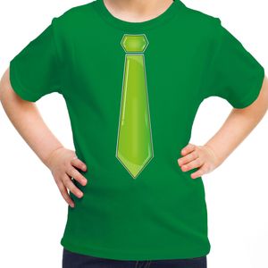 Verkleed t-shirt voor kinderen - stropdas - groen - meisje - carnaval/themafeest kostuum