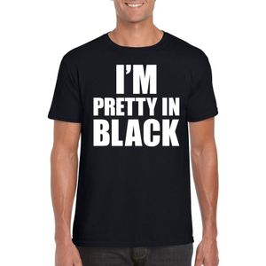 I am pretty in black tekst t-shirt zwart heren