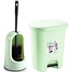 Forte Plastics - WC-/toiletborstel - lichtgroen - pedaalemmer 8L