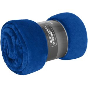 Fleece deken/plaid - zacht polyester - blauw - 180 x 130 cm - XL formaat