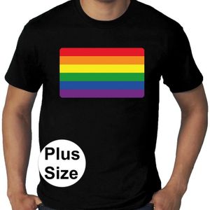 Grote maten regenboog vlag gay pride t-shirt zwart heren