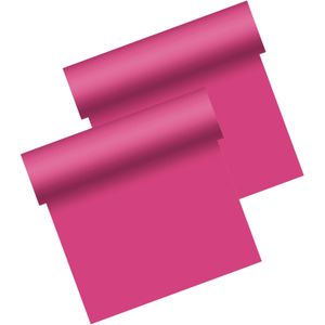 Duni tafelloper - 2x - papier - fuchsia roze - 480 x 40 cm