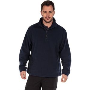 Warme fleece trui Thor grote maten - donkerblauw - voor heren - halsrits - polyester fleece