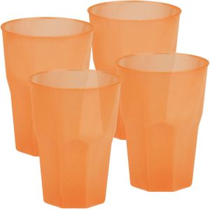 Drinkglazen frosted - oranje - 24x - 420 ml - onbreekbaar kunststof - Feest/cocktailbekers
