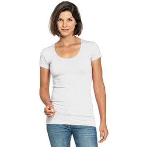 Bodyfit dames t-shirt wit met ronde hals