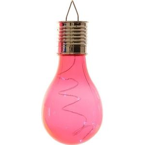 Solar hanglamp bol/peertje - rood - kunststof - 14 cm - LED