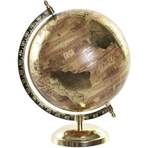 Wereldbol/globe op voet - kunststof - goud - home decoratie artikel - D20 x H28 cm