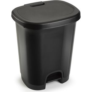 Afvalemmers/vuilnisemmers/pedaalemmers 18 liter in het zwart met deksel en pedaal